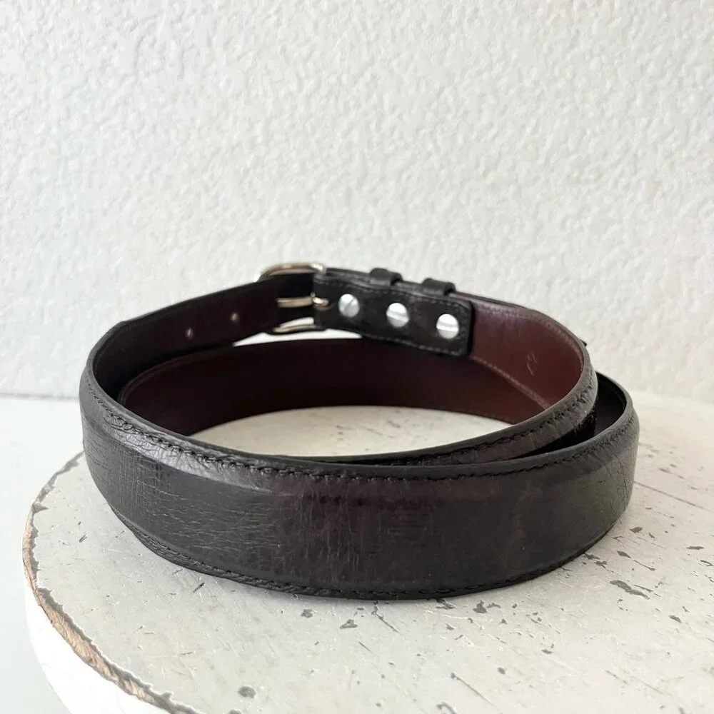 Rod Patrick Boots Mens Western Belt 1.25" Size 36 Taper End Brown Smooth Ostrich - Picture 2 of 12